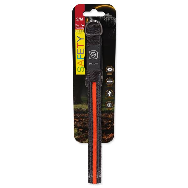 Obojek Dog Fantasy USB LED nylonový svítící S-M oranžový 1,9x35-50cm (obrázek 5)