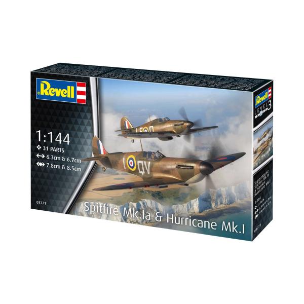 Plastic ModelKit letadlo 03771 – Supermarine Spitfire Mk.Ia & Hawker Hurricane Mk.I (1:144