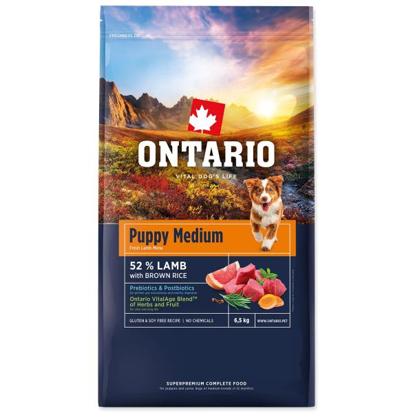 Krmivo Ontario Puppy Medium Lamb & Brown Rice 6,5kg (obrázek 3)