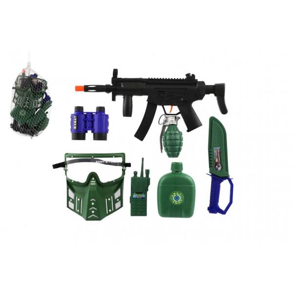Vojenská sada samopal klapací plast 32cm s doplňky