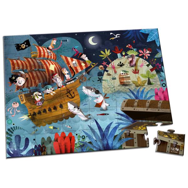 Janod Puzzle v kufříku Lovci pokladů 36 ks (obrázek 3)