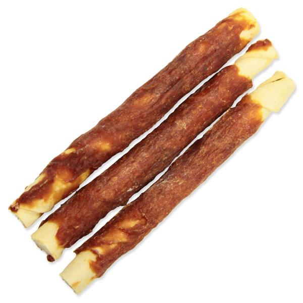 Pochoutka Rasco Premium buvolí kůže obalená kachním masem, tyčinky 18cm 3x140g