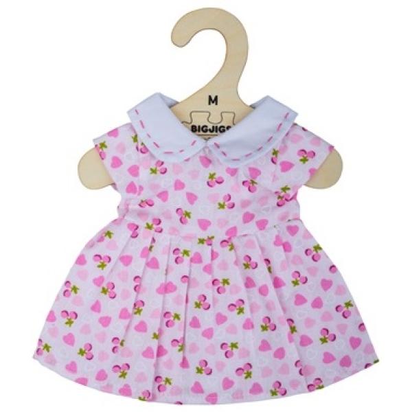 Bigjigs Toys Ružové šaty so srdiečkami pre bábiku 34 cm
