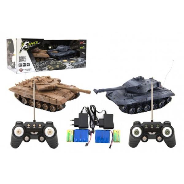 Tank RC 2ks 25cm tanková bitva + dobíjecí pack 27MHZ a 40MHz se zvukem se světlem (obrázek 4)