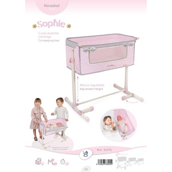 DeCuevas 51275 Novorozenecká postýlka pro panenky s funkcí společného spaní Sophie 2025