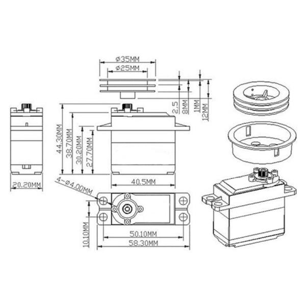 Krick servo plachet Windforce 1406MG digital 14,2kg.cm 0,1s/60° (obrázek 3)