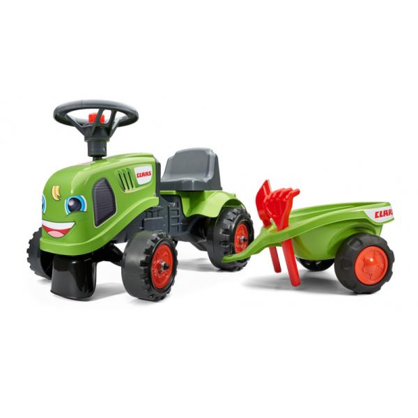 Falk Odrážadlo 212C Baby Claas s vlečkou a lopatkou s hrabličkami