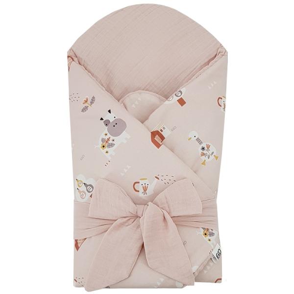 EKO Zavinovačka mušelínová s kokosovou vyjímatelnou vložkou My farm Muselin Powder pink 75