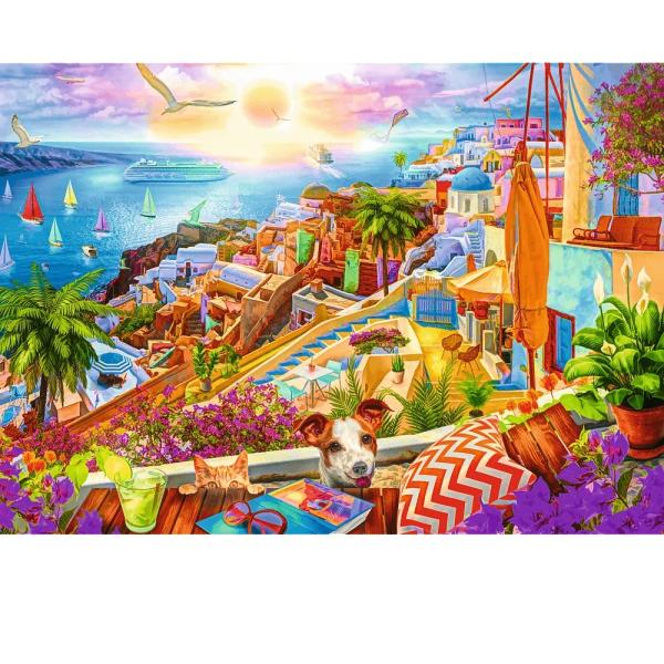Trefl Puzzle 1000 Premium Plus Quality Tea Time Návštěva Santorini
