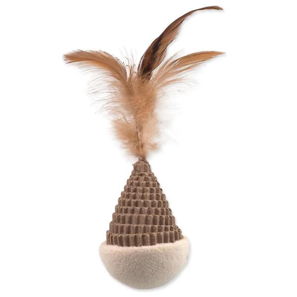 Hračka MC Natural Fun kužel s péřím kartón/plyš bílá 6 cm