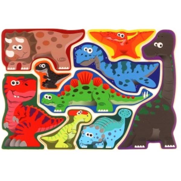 Puzzle/Vkladačka doskové dinosaury 20x14cm