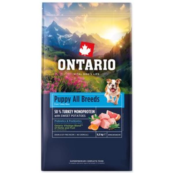 Krmivo Ontario Puppy All Breeds Monoprotein Turkey & Sweet Potatoes 6,5kg (obrázek 4)
