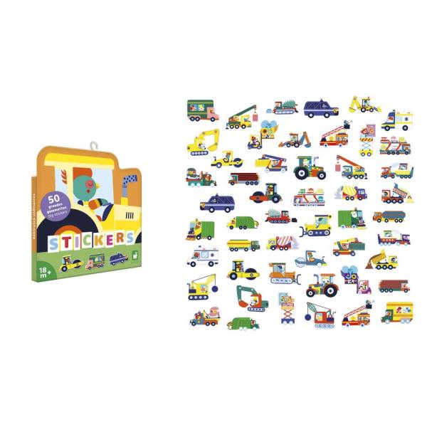 Janod Stickers Velké samolepky Dopravní prostředky 50 ks (obrázek 3)