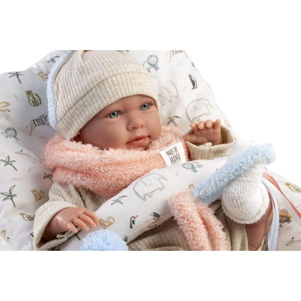 Llorens 74128 NEW BORN - realistická panenka miminko se zvuky a měkkým látkovým tělem - 42 (obrázek 4)