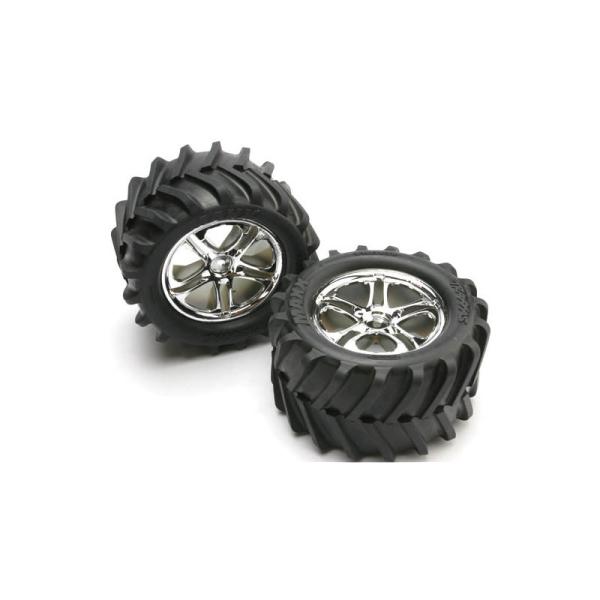 Traxxas VéLo 3.8", Jante Split Spoke H14 ArgentéE, Pneu Maxx Chevron (Paire)-image
