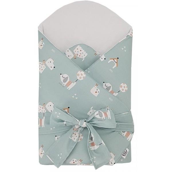 EKO Zavinovačka bavlněná s kokosovou vyjímatelnou vložkou a mašlí Dogs Mint 75x75 cm