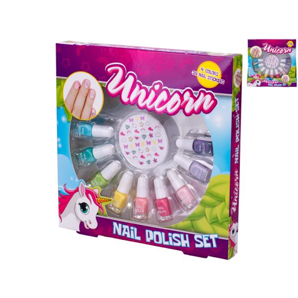 Unicorn sada laků na nehty 2,1ml 9ks a nálepek na nehty