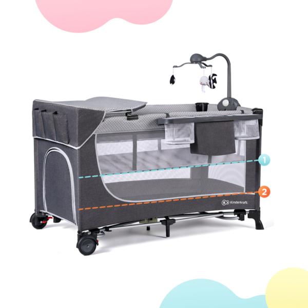 KINDERKRAFT Postýlka cestovní Leody doplňky Leody Grey (obrázek 4)