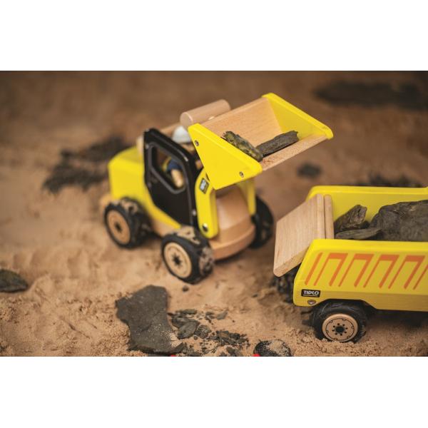 Tidlo Dřevěný bagr žlutý