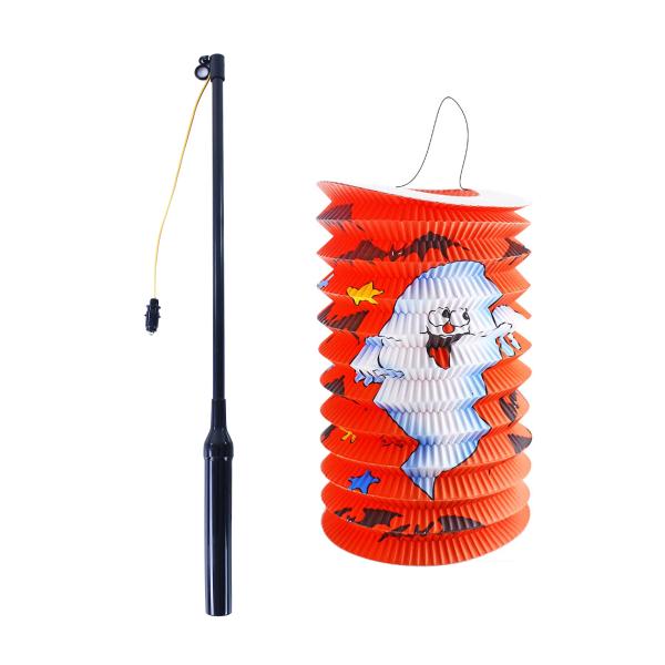 Lampion Halloween 15 cm se svítícím hůlkou 39 cm oranžový