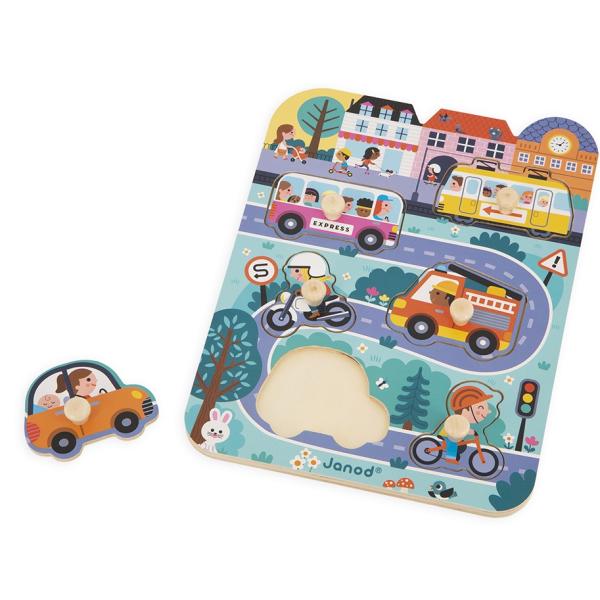 Janod Dřevěné vkládací puzzle Ve městě (obrázek 4)
