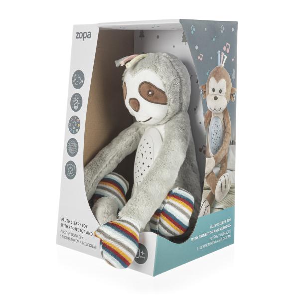 Plyšový dětský spáč s projektorem a melodiemi, Raccoon