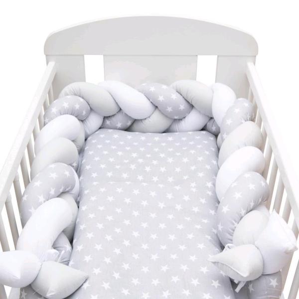 Ochranný mantinel do postýlky vrkoč New Baby Hvězdičky šedo-bílý (obrázek 6)