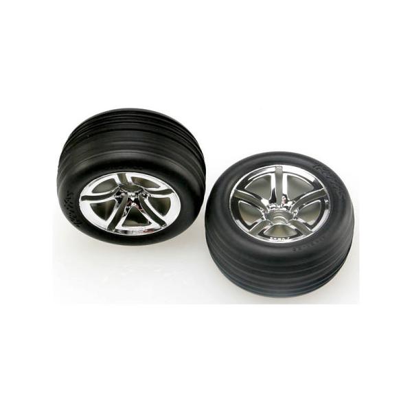 Traxxas Roue 2.8", Jante Twin-Spoke ArgentéE, Pneu Ribbed (2) (Avant)-image