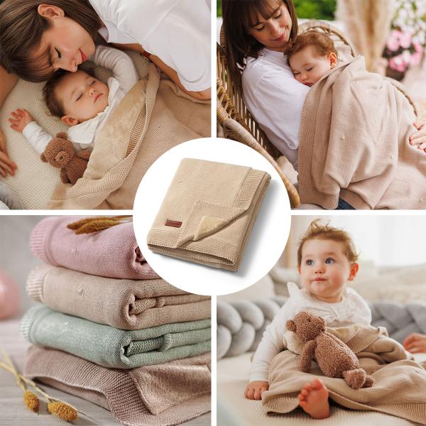 BABYONO Deka z přírodní bavlny 75 × 100 cm light beige 0m+ (obrázek 10)