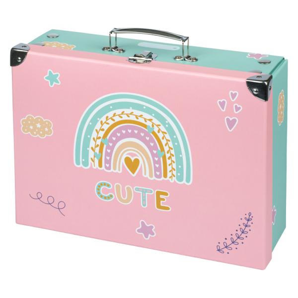 Baagl Valigia Per Bambini Per Giocattoli E Forniture Scolastiche, Valigetta Di Cartone, Valigetta Giocattolo, Valigetta Pieghevole, Custodia Pieghevole Con Manico In Metallo, Arcobaleno, 26 X 32,5 X-image