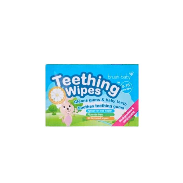 Brush-baby Teething Wipes, ubrousky na prořezávání zoubků, 0-16 měsíců