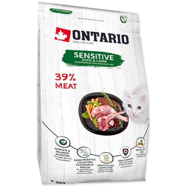 Krmivo Ontario Cat sensitive/Derma 2kg