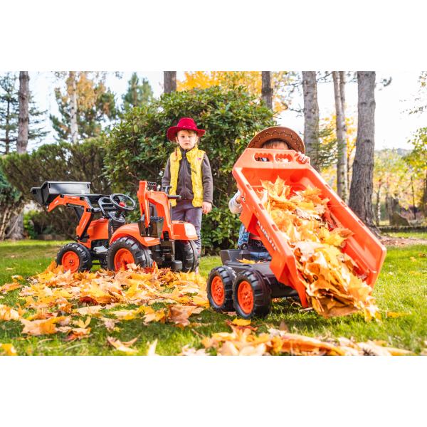 Falk šlapací traktor 2090W Kubota s přední a zadní lžící a přívěsem (obrázek 4)