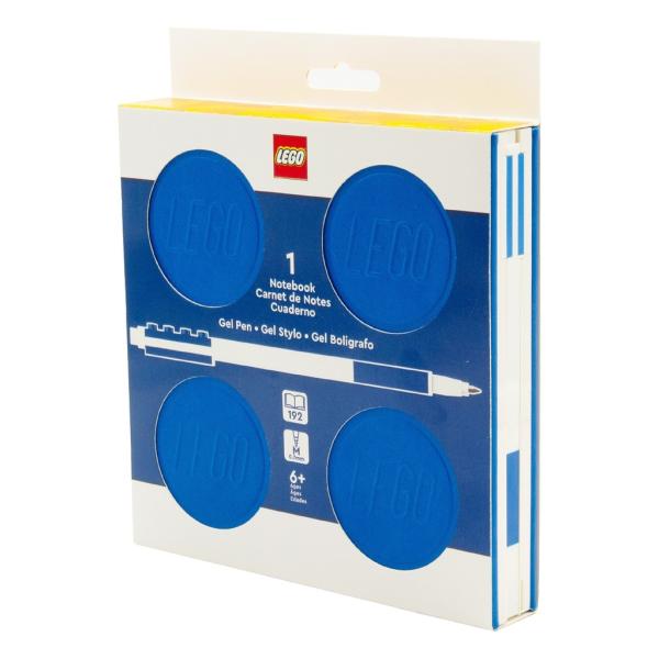 LEGO zápisník s gélovým perom ako klipom a náhradnou náplňou – modrý
