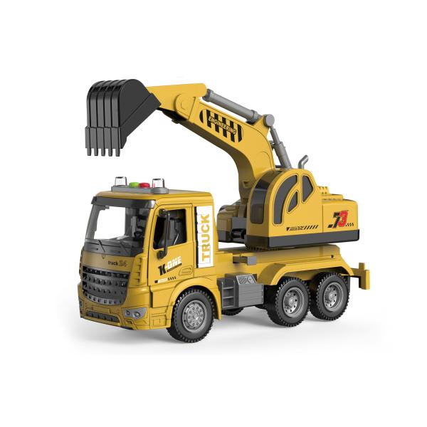 Auto stavební bagr na setrvačník s efekty 28 cm