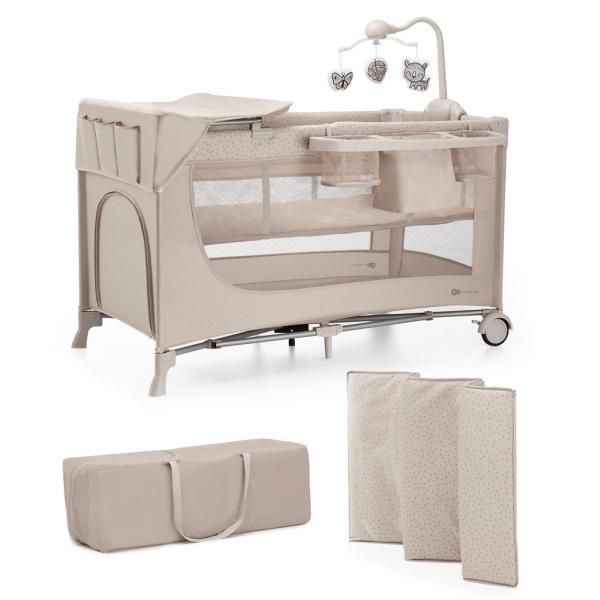 KINDERKRAFT Cuna de viaje Joy 2 con accesorios Beige