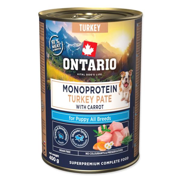 Conserva Ontario Puppy monoprotein pâté di tacchino con carote 400g