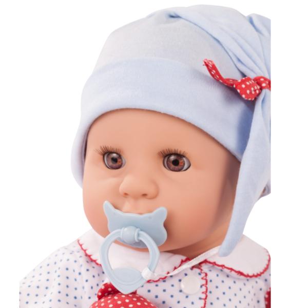 Götz miminko Cookie v puntíkovaném pyžamku s medvídkem a dekou 48cm (obrázek 3)