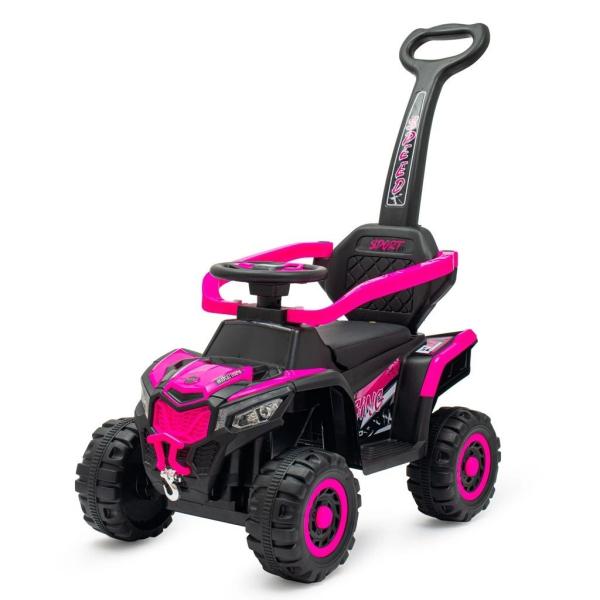 Otroški električni poganjalec Baby Mix Ruggy z vodilno palico roza