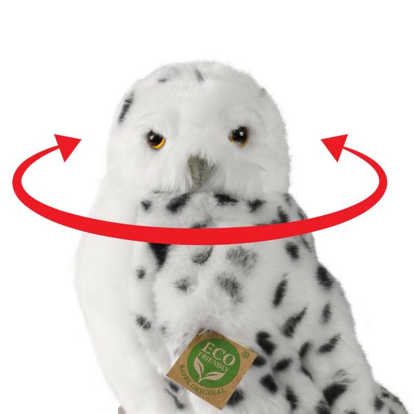Plyšová sova/sovice sněžná s otáčející hlavou 28 cm ECO-FRIENDLY (obrázek 4)
