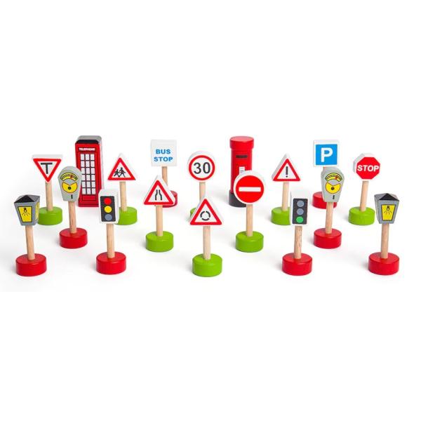 Bigjigs Rail Sada dřevěných dopravních značek