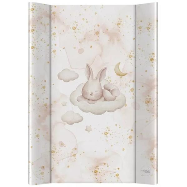 Ceba Baby® Fasciatoio Materassino Per Lettino - Fasciatoio Neonato Rigido - 70X50 Cm - 2 Cunei - Cuscino Fasciatoio Lavabile Per Bambine E Bambini - Certificato ÖKo-Tex - Coniglietto Assonnato-image