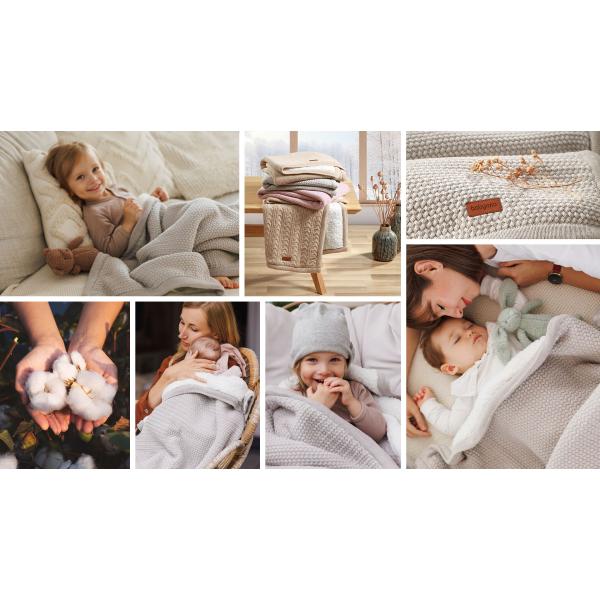 BABYONO Deka bavlněná s fleecovou podšívkou 75 x 100 cm šedá (obrázek 8)