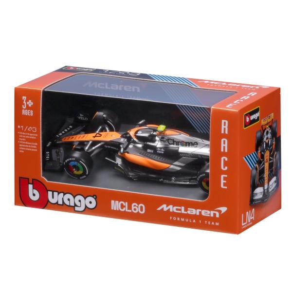 Bburago 1:43 RACE Formula F1 – McLaren F1 Team MCL38 (2024) #4 (Lando Norris)