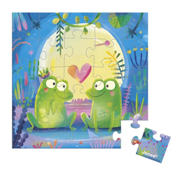 Janod Blahopřání k narozeninám s puzzle Láska v rybníku