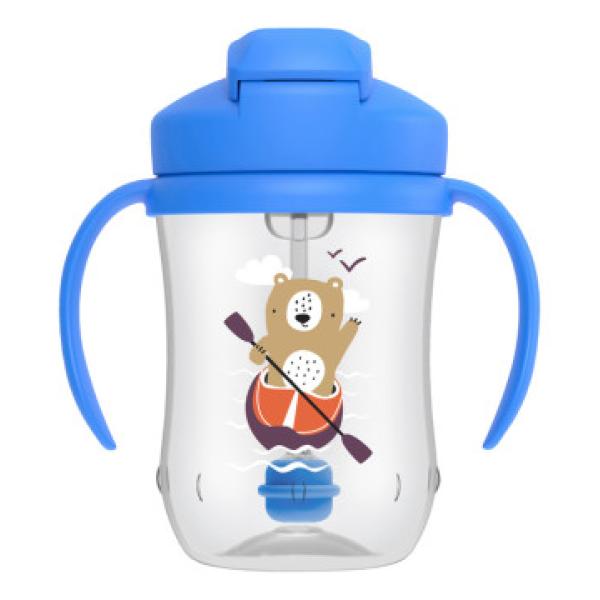 Dr. Brown’s Hrnek se slámkou 270 ml s držadly 6 M+ modrý (TC91102)