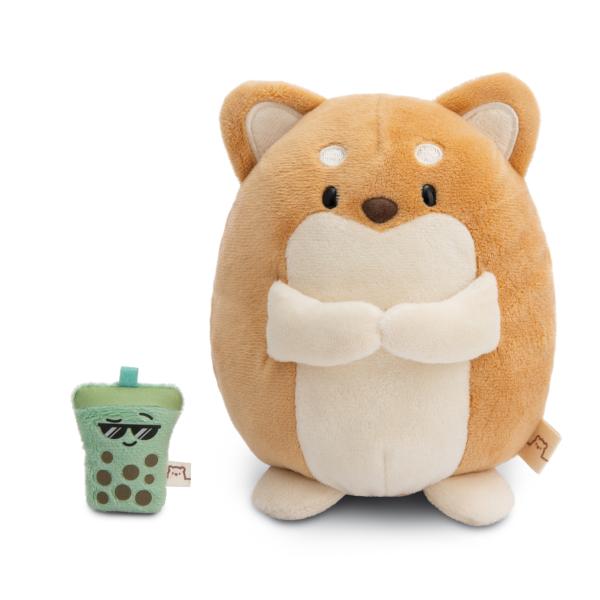 NICI plyš MyMochi Pejsek Hiro 16cm s bubble tea v dárkovém balení, 11x12x6,5cm