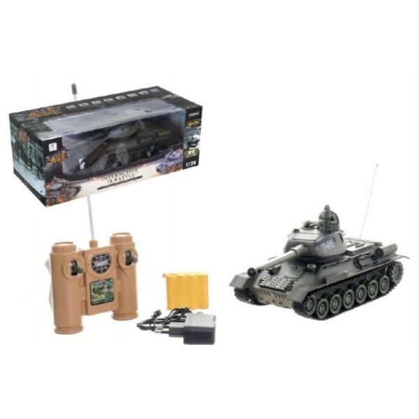 Tank RC plast 33cm T-34/85 na baterie + dobíjecí pack 27MHz se zvukem a světlem