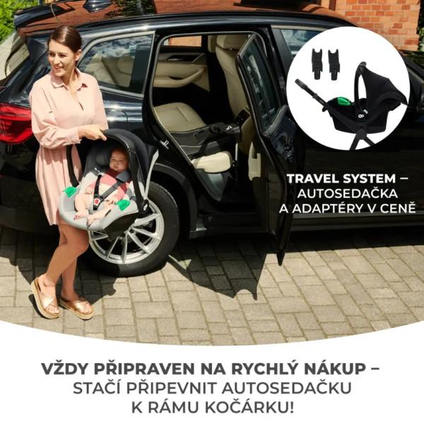 KINDERKRAFT Kočík kombinovaný 4v1 Newly Classic Black + Mink PRO