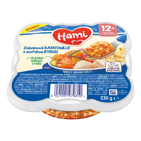 HAMI Příkrm v talířku Zeleninové ratatouille s mořskou rybou 230g, 12+